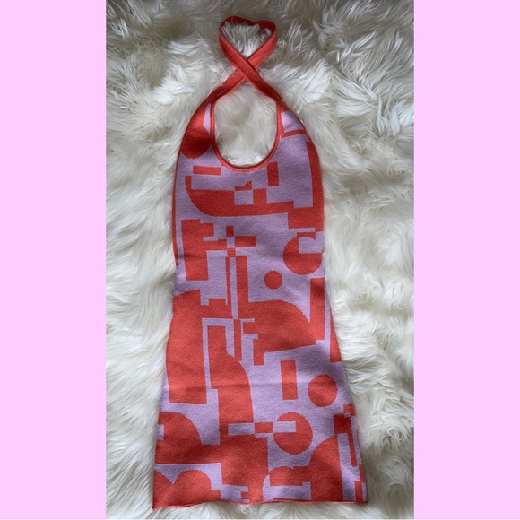 Jorja Knit Mini Dress in Coral Geo from Peppermayo - Picture 6 of 14